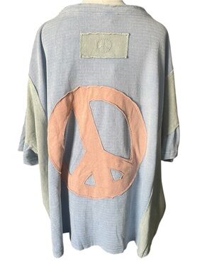 Blue Velvet Peace Symbol Top – Size XL, NWT